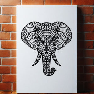 Modern Elephant White Canvas – Brick Wall