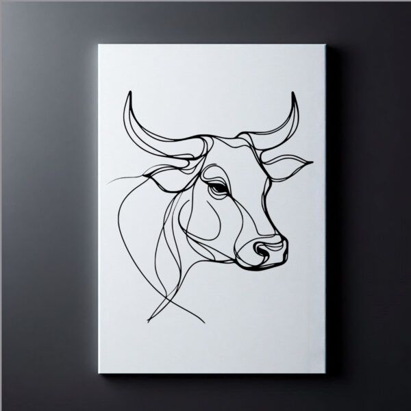 Modern Nguni Cow White Canvas - Dark Wall